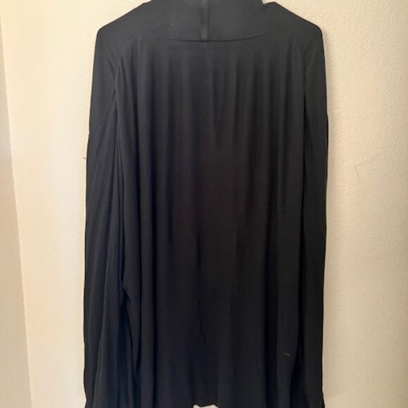 Open Front Cardigan - Black Minimalist feminine flowy dark romantic 3X soft knit - Picture 2 of 3